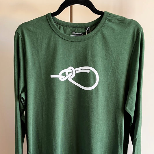 Langermet flaskegrønn, trøye med pålestikk, M