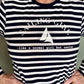 Stripet langermet t-skjorte, dame , sailing girl med seil, L