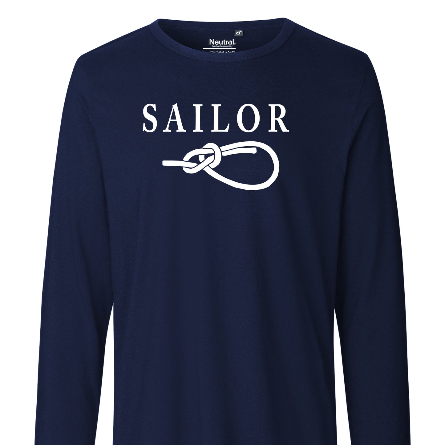 Langermet blå, t-skjorte med pålestikk L