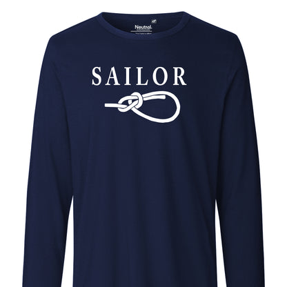 Langermet blå, t-skjorte med pålestikk L