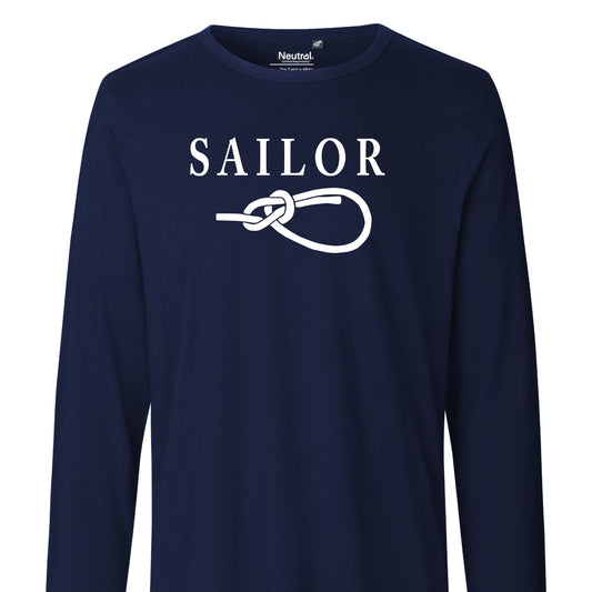 Langermet blå, t-skjorte med SAILOR og pålestikk