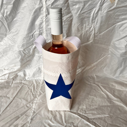 Flaske- /vinposer med blå stjerne