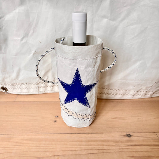 Flaske- /vinposer med blå stjerne