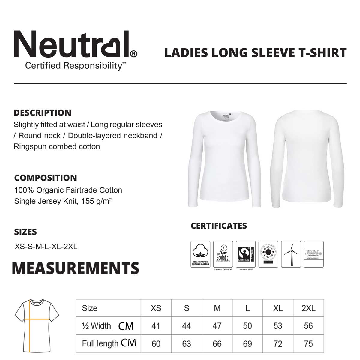 Langermet hvit t-skjorte, Sailing girl med seil, L