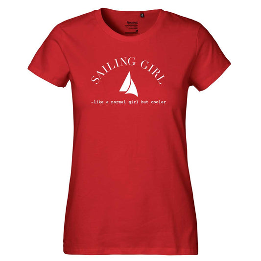 Sailing girl, rød T-skjorte med print, damemodell  L