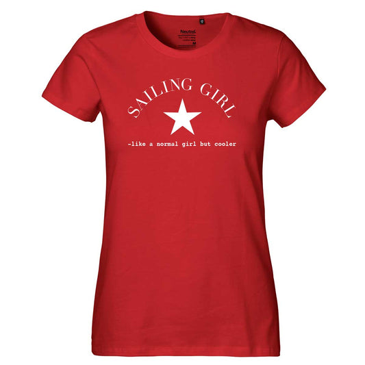 Sailing girl, rød T-skjorte med stjerne, damemodell, M
