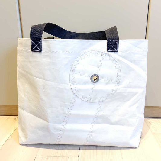 Stor hvit enkel bag, tote bag, med innerlomme